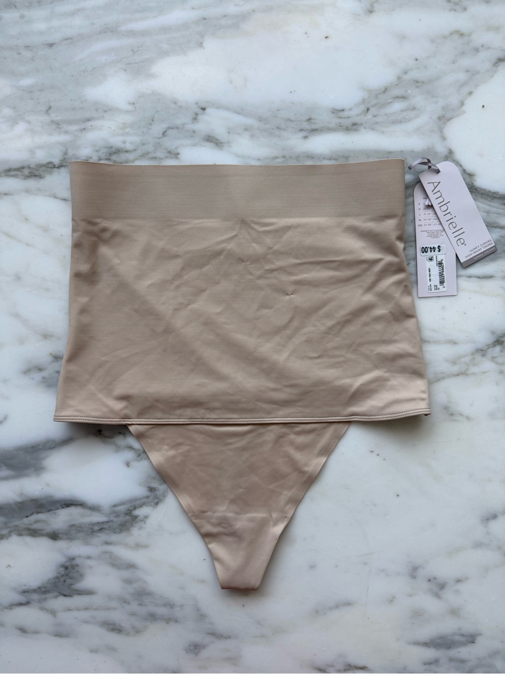NWT Ambrielle Nude High-Waist Shaping Thong • Sz L